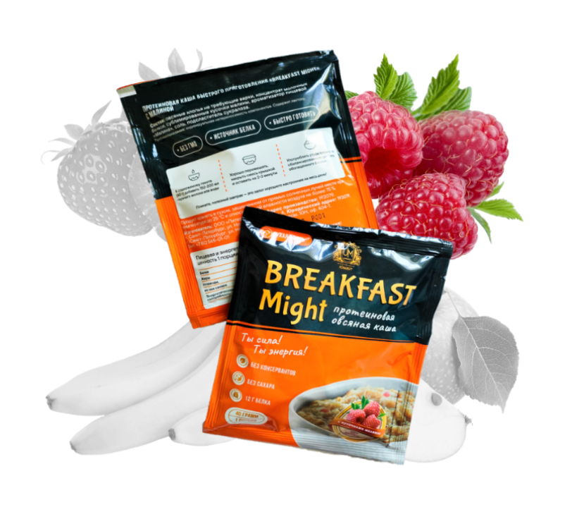 BREAKFAST Might (саше) Протеиновая каша быстрого приготовления овсяная. 1 порция 40 г.