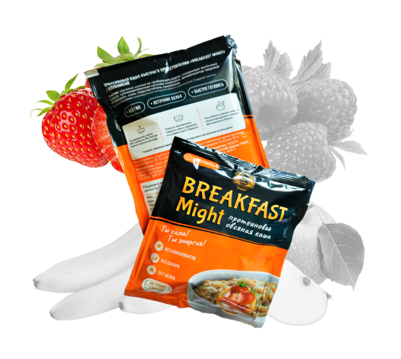 BREAKFAST Might (саше) Протеиновая каша быстрого приготовления овсяная. 1 порция 40 г.